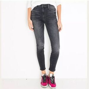 Mother High Waisted Looker Ankle Leave The Light On Black Denim size 25